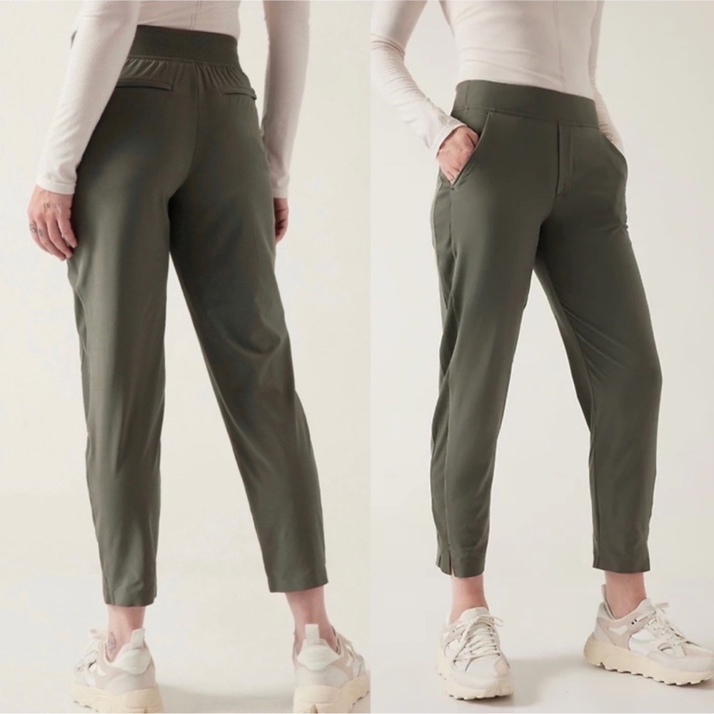 Athleta Brooklyn Ankle Pants Gray Ribbed Ankle Pockets travel